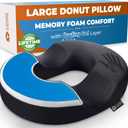 5 STARS UNITED Donut Pillow Hemorrhoid Tailbone Cushion  Large Chair Pad for Pain Relief  Coccyx, Prostate, Sciatica, Pelvic Floor, Pressure Sores, Pregnancy, Postpartum Recovery, Arctic Black