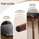 Solid Wood Dining Chair with Walnut Finish Mid Century Modern Upholstered PU Leather Dining Chairs with Curved Backrest for Dining Room, Kitchen, Study Room, Walnut Color