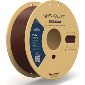 Fugacity PETG Filament 1.75mm,3D Printer Filament 1KG Spool (N.W 2.2lbs), Dimensional Accuracy +/- 0.02mm, Enhanced Printing Effect Fits Most FDM 3D Printers (Petg-brown)