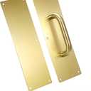Sumnacon 1 Set 12" Stainless Steel Door Handle Pull & Push Plate - Heavy Duty Gold Gate Handle Bar for Home/Office/Warehouse/Public, Suitable of Wooden/Composite Door with Screws, Brushed