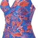 SUUKSESS Women Sexy Halter Tankini Bathing Suits Slimming Tummy Control High Waisted Swimsuits 2 Piece (Blue, XL)