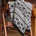 Boho Throw Blanket for Couch - Farmhouse Rustic Soft Blanket with Tassel, Western Aztec Vintage Blanket, Bohemian Cozy Blanket, Gifts for Women(50x60 Inches, Black and White)