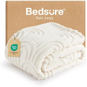 Bedsure Throw Blanket for Couch - Gifts for Women, Super Soft & Cozy Summer Fleece Blankets for Women, Fuzzy Fluffy Throw for Girls, Room Dorm Decor Aesthetic, White, 50x60 Inches