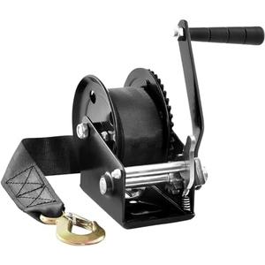 VEVOR Boat Winch, 1200 lbs Capacity Hand Boat Trailer Winch Heavy Duty Rope Crank with 23 ft Polyester Strap and Two-Way Ratchet, Manual Operated Hand Crank Winch for Trailer, Boat or ATV Towing