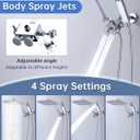All Metal 12 Inch Rain Shower Head with Handheld Built-in Power Wash Mode, Body Spray Jets with Handheld Spray Combo, 71 Inch Long Hose, 14 Inch Extension Arm, 3-Way Diverter (Chrome)