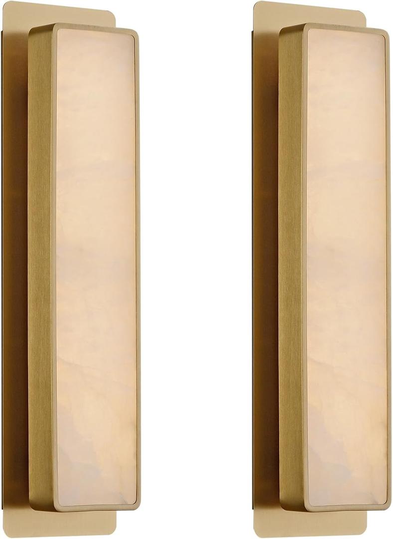 Lirvama 19.7" Alabaster Wall Sconce Set of 2, 18W LED 3000K Warm White