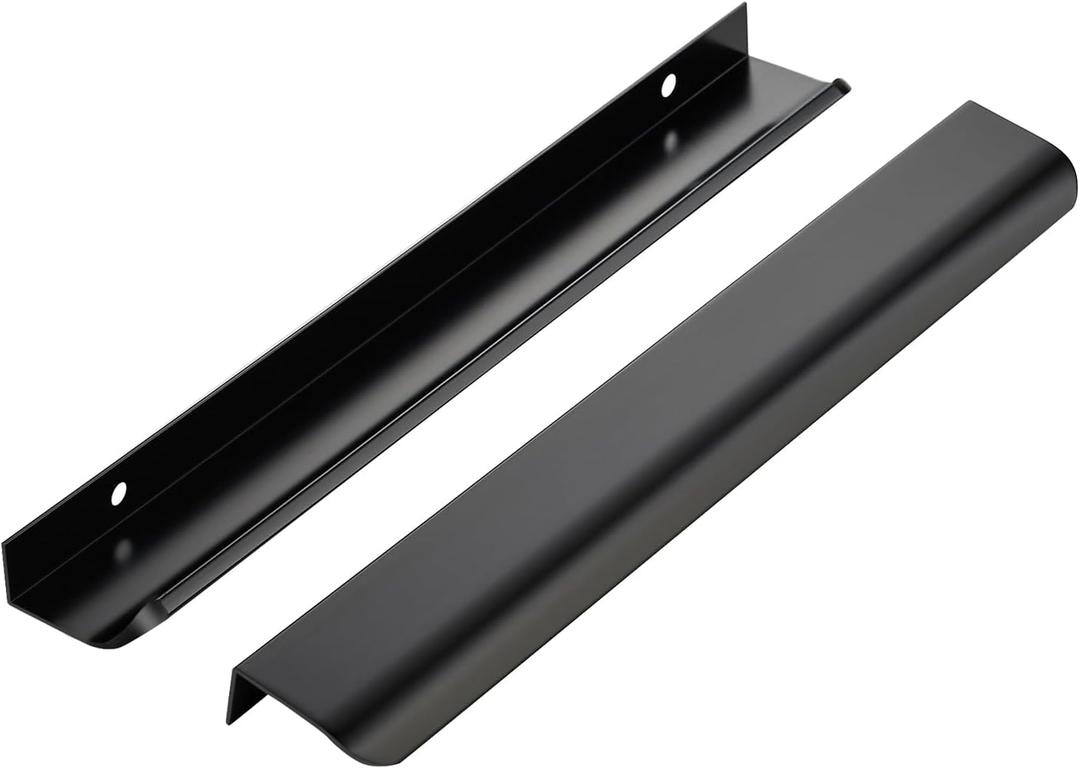 Ravinte Hardware 20 Pack Black Cabinet Handles, 11.8 Inch (300mm) Finger Edge Pulls, 8.8 Inch Hole Center, Finger Pulls for Cabinets