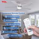 TCL 52" Ceiling Fan with Lights, Silver Flush Mount, 5 Blade Low Profile, 6 Speeds DC Reversible, Dimmable, Modern for Bedroom, Living Room and Garage