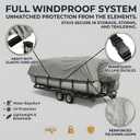 Heavy Duty Pontoon Boat Cover with Support Poles - 1200D Waterproof Pontoon Boat Cover 17-20 ft, Includes Motor Cover & 14 Tie-Down Straps for Windproof Storage and Trailering, Gray