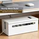 Metal Cable Management Box - Large Cable Organizer Box and Power Strip Box for Electrical Cord Hiding, Home Office Desk and Floor Cables Hider, TV Wires Storage Organization