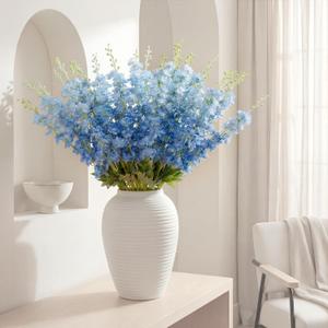 Suncalla 20 Pcs Delphinium Artificial Flowers - 33.5'' Long Stem Faux Flower Bulk - Fake Silk Delphinium Look Real Larkspur Flower for Wedding Home Tall Vase Table Decor(Blue)