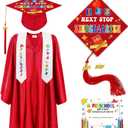 Bokon 4 Pcs 2026 Kindergarten Preschool Graduation Cap and Gown with Tassel Graduation Stole and Certificate for Toddler Kids