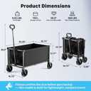 29.3" Collapsible Wagon Cart, 150L Heavy Duty Folding Utility Wagon with Wheels, 360 lbs Load, Portable Rolling Cart for Garden, Shopping, Sports, Camping, Black