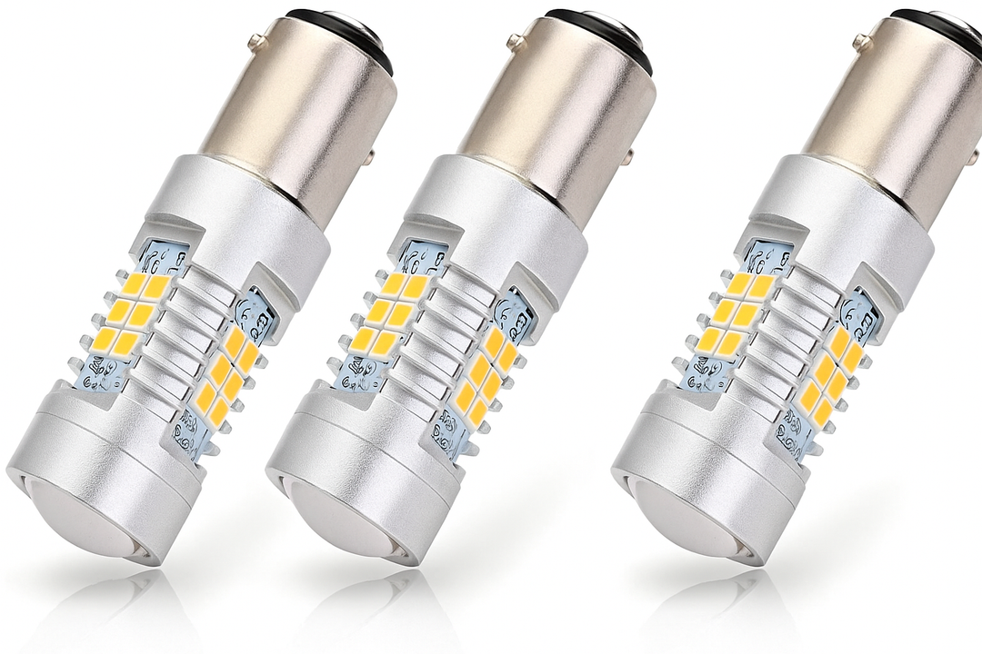 Antline Extremely Bright 1157 1157NA 2057 2357 7528 2357A BAY15D 21-SMD 2835 Chipsets 1260 Lumens LED Bulb Replacement Amber Yellow for Car Turn Signal Blinker Side Marker Lights Bulbs (Pack of 3)