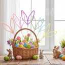 Halloscume 6 Pcs Easter Bunny Ear Picks Easter Tree Topper Cute Colorful Woven Rabbit Ears Ornaments for Vase Filler Home Decor Gifts