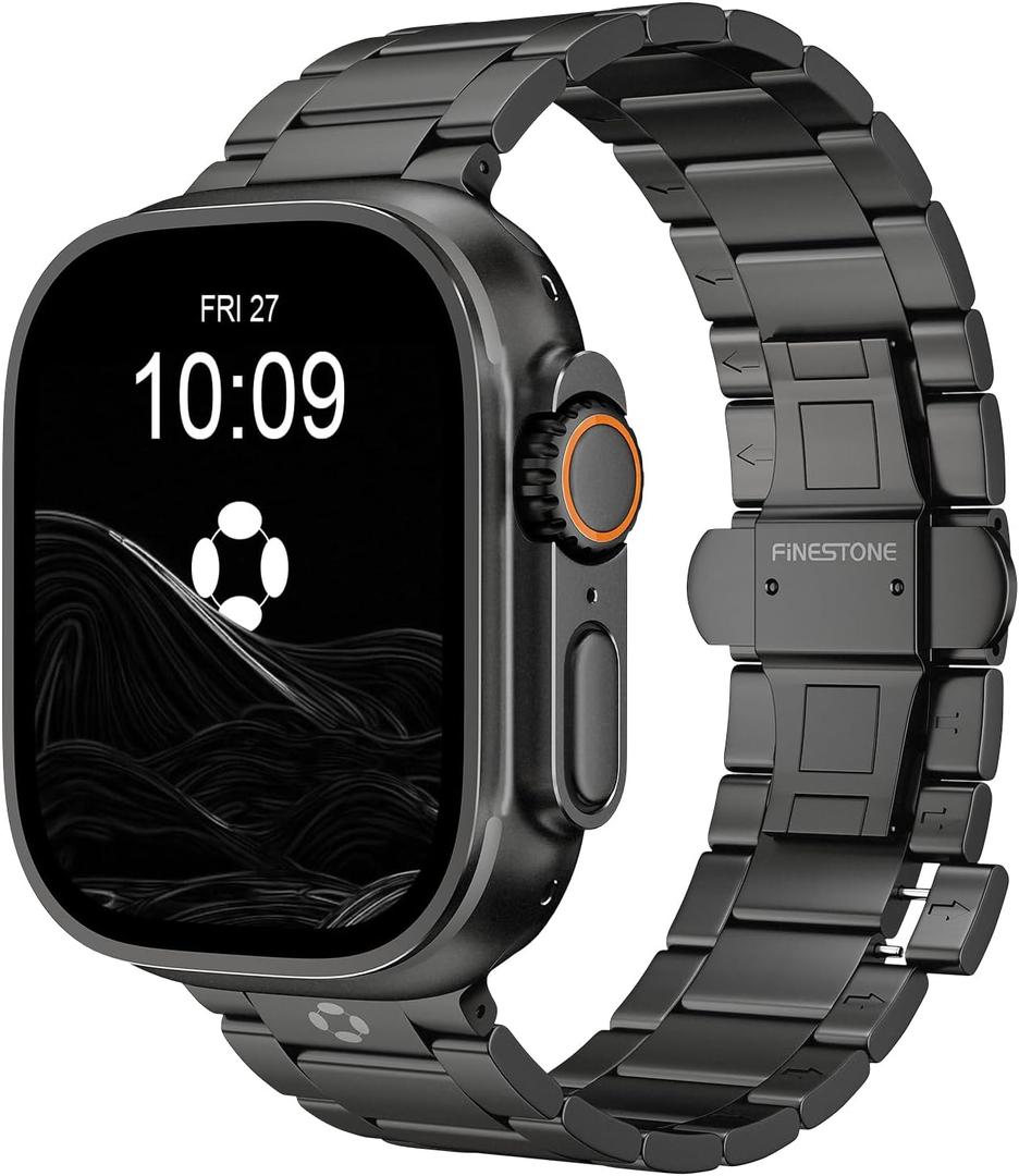 Titanium Band for Apple Watch Ultra 3/2/1 49mm & Series 11/10 46mm, Grade 5 Titanium Ultra Band for Men With Secure Butterfly Clasp, Tool Free & Anti-Scratch iWatch Metal Strap Pure Titanium,CRNS03-PRO