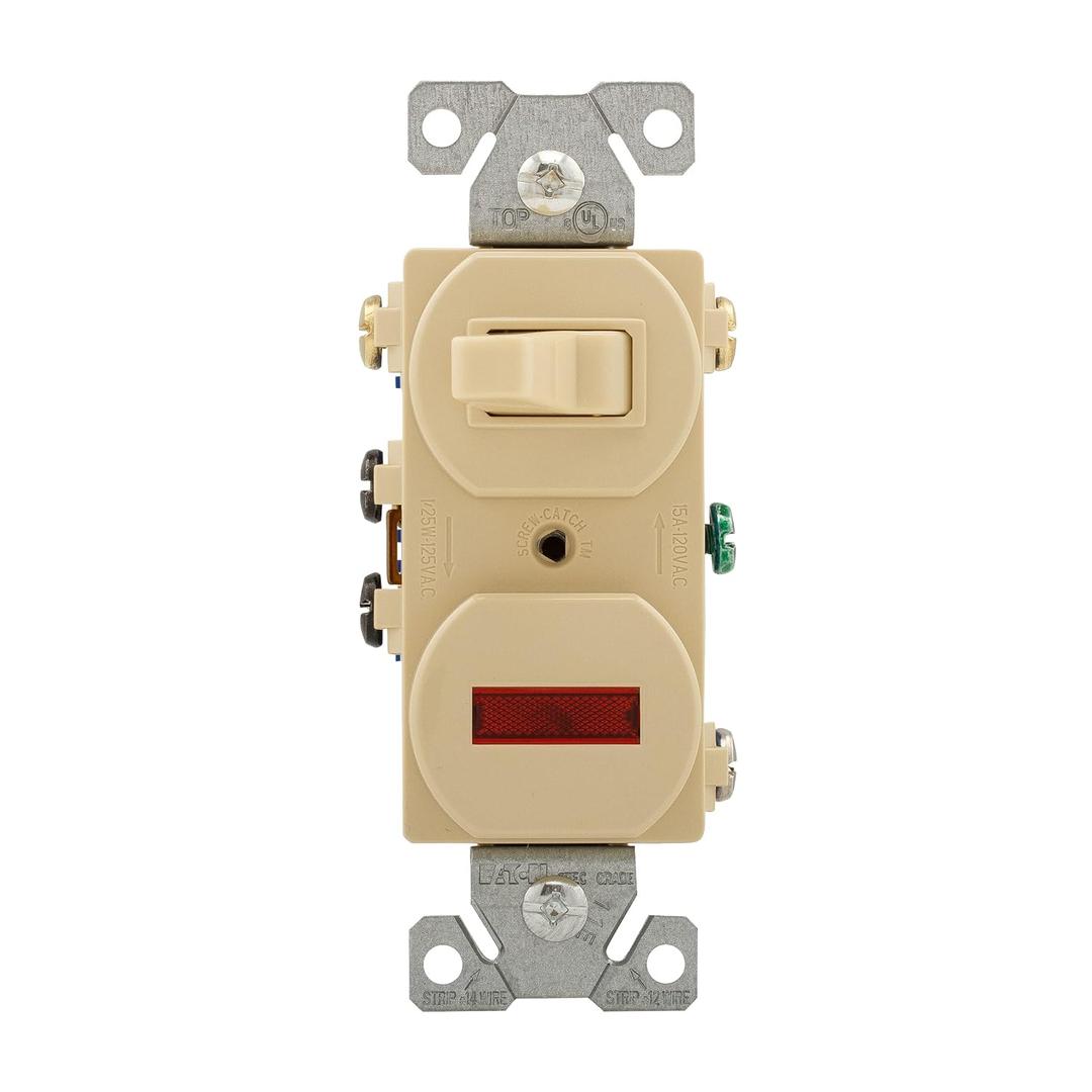 Eaton 294V 15 Amp 120V Combination 3-Way Switch & Pilot Light, Ivory
