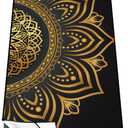 Colorful Star Yoga Towel with Corner Pockets, Non Slip Grip Dots Sweat Absorbent Hot Yoga Mat Towels, Soft Yoga Blankets with Travel Bag, Mat Cover for Workout, Gym, Fitness - 70"x26", Gold Mandala