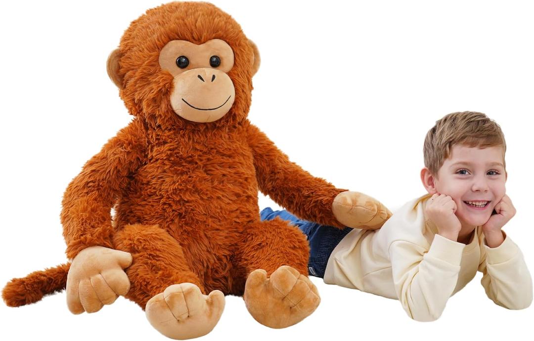 Giant Monkey Stuffed Animals, Large Stuffed Monkey Plush Toy, Big Jumbo Plushie Toy, Jungle Animal Toys, Gifts for Kids on Birthday Christmas(23.6 Inch, Brown)