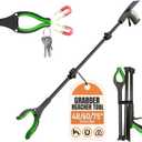 Extra Long Grabber Reacher Tool, 75" Aluminum Foldable Reacher Grabber, Dual Magnetic Tip Pickup Grabber Trash Picker, Strong Grip Aid for Upper Shelves, Elderly, Surgery Recovery Must Have