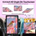 10.4" Single Din Car Stereo Wireless Carplay, Rotating HD 1280 * 800 IPS Display Touchscreen, Car Radio with Bluetooth 5.2, FM Radio, Android Auto, Backup Camera