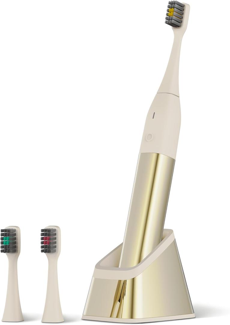 Allegro Luxury Premium Polished Metal Sonic Toothbrush M1,Ivory Gold