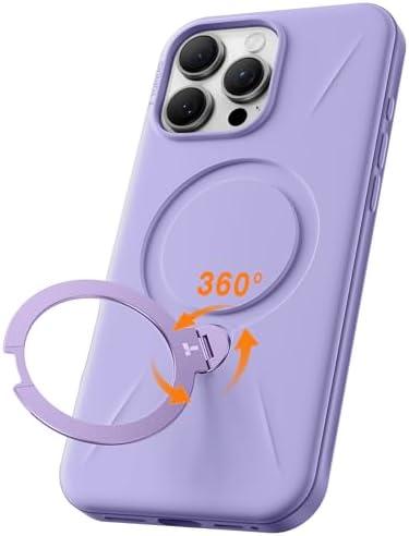 TORRAS 360° Spin Stand for iPhone 16 Pro Case, Fit for Magsafe, Hard PC Mil-STD Protective Scratch-Resistant Case for iPhone 16 Pro Phone Case, Ostand Spin, Violet Purple, 6.3 inch