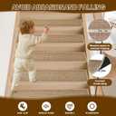 Stair Treads Non Slip, Rubber Backing Stair Treads for Wooden Steps, 15 PCS Thicken Linen Carpet Stair Runners Indoor for Kids Elders and Pets, No Residue Stair Carpet Treads, 8"x30", Beige