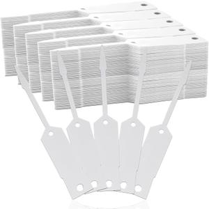 Lewtemi 1000 Pieces Self Lock Arrow ID Key Tags 4 1/2'' x 3/4" Car Parts Tags Key Ring Repair Labels for Office Automotive Valet Small Business Shop Supplies(White)