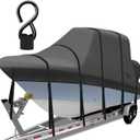 1400D Heavy Duty T-Top Boat Cover with Metal Buckles, 18-20ft Trailerable T Top Hard Top Boat Cover, Marine Grade TTOP Boat Storage Cover, Waterproof Center Console Boat with T TOP Roof, Black