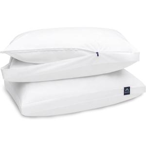 ACCURATEX Fluffy Pillow Cover, 100% Cotton Shell Filled with Down Alternative, Revive Old Flat Pillows, L Shaped Zipper Pillow Protector for Queen Size Pillow, Removable & Machine Washable (White)