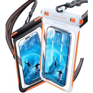 TORRAS 2 Pack IPX8 Waterproof Phone Pouch Floating, Underwater Screen Touchable, Waterproof Phone Case with Lanyard for iPhone 17 Pro Max 16 15 14 S26 Ultra S25, Cell Phone Dry Bag 7.0", Black & White