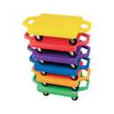 Cosom Scooter Board Set, 16 Inch Scoot Board With 2 Inch Non-Marring Metal Casters & Safety Guards for Physical Education Class, Sliding Boards with Safety Handles, Sitting Scooter Board, 6 Color Set