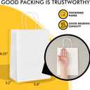 RACETOP White Paper Bags with Handles Bulk 8"x4.5"x10.8" 100Pcs Gift Bags Medium Size, White Gift Bags with Handles, Gift Bag Bulk for Retail, Party, Shopping, Merchandise