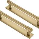 khtumeware 5 Pack 6 Inch152 mm Center to Center Brushed Gold Cabinet Pull Backplate with Base Plate Zinc Solid Brushed Brass Kitchen Cabinet Handles Drawer Pulls Cabinet Hardware