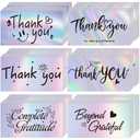 Thank You Cards Small Business, 120 Pcs Business Thank You Cards Bulk, 6 Styles Small Blank Greeting Appreciation Card, Holographic Thank You Notes for Business Customer Teacher Wedding Baby Shower