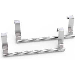 Towel Rack for Cabinet, Strong Steel Kitchen Over Cabinet Towel Bar Holder, 9" Wide - 2 Pack (Silver)