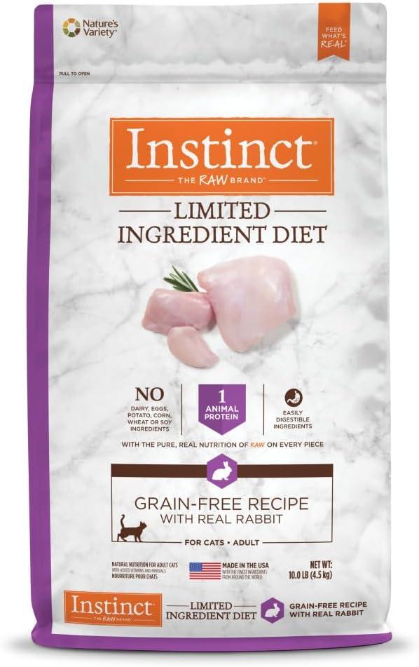 Instinct Limited Ingredient Diet, Natural Dry Cat Food, Grain Free Recipe - Real Rabbit, 10 lb. Bag, BB 02/03/2027 Instinct Limited Ingredient Diet, Natural Dry Cat Food, Grain Free Recipe - Real Rabbit, 10 lb. Bag, BB 02/03/2027