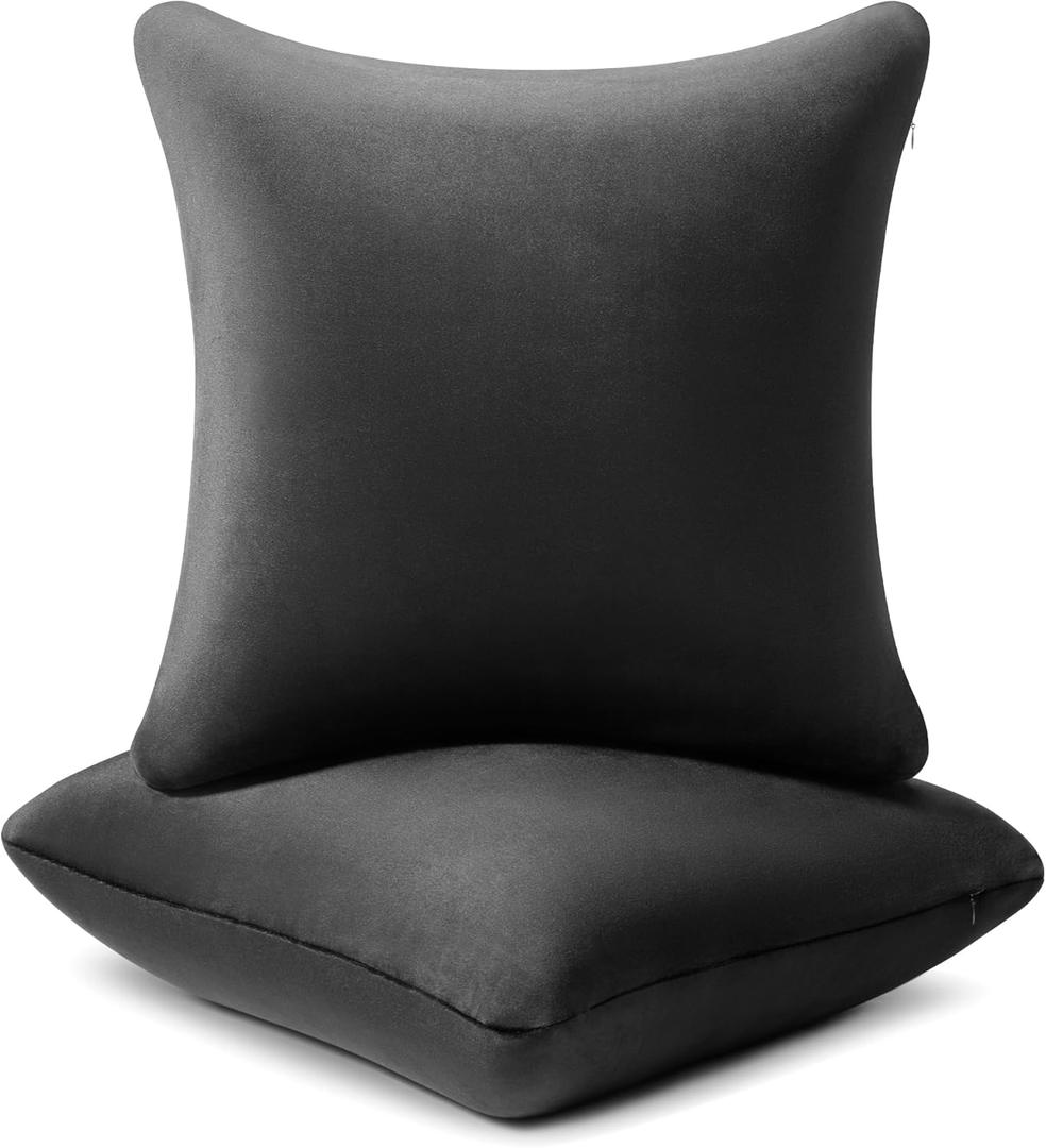 AM AEROMAX 20 20 Pillow Insert (Pack of 2) Memory Foam Throw Pillow Insert Sham Square for Decorative Cushion Bed Couch Sofa Without Deform After Longtime Use(Black)