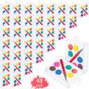 48 Pack Mini Watercolor Paint Sets, 6 Color Washable Paint Palette Bulk Kit with Brushes for Valentine Art Party Favors School Prizes Educational Supplies Stocking Stuffers