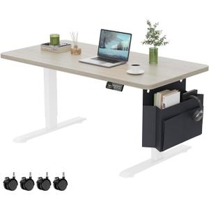 Coffee Table, Height Adjustable Electric Coffee Table with Storage Bag Lift Tabletop Dining Table Office Table with Lockable Wheels for Living Room (Grey Oak Look, 40 x 24 Inches)