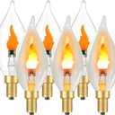Hompavo Upgraded Flame Light Bulbs, E12 Chandelier Base Candelabra Flickering Fire Light Bulb, Clear Candle Light for Halloween Christmas Party Porch Indoor Outdoor Home Decorations - C35/6 Pack