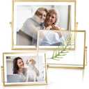 AceList Picture Frame Set of 3 - Gold Metal Floating Photo Frame with Glass Cover - Gold Picture Frame - Floating Frame for Tabletop Display Horizontally Includes 6x8, 7x9, 8x10 (4x6, 5x7, 6x8)