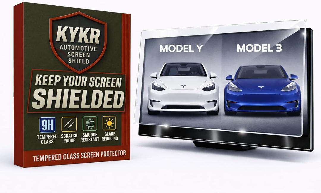 Tesla Model 3 Screen Protector 15 Inch (2017-2023) & Model Y (2020-2025), HD Clear Gloss Tempered Glass, 9H Scratch Resistant, Smooth Touch, Alignment Kit