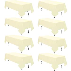 8 Pack Beige Tablecloth 60 x 126 Inch Rectangular Table Cloth for 6 Foot Rectangle Tables, Wrinkle Resistant Washable Polyester Fabric Table Covers for Wedding Party Banquet Buffet and Camping
