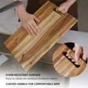 YSTKC Acacia Wood Cutting Board with Hand Grip 15" x 9.5" Inch, Wooden Reversible Chopping Board with Handle for Kitchen Meal Prep Serving, Chopping, Carving Meat, Fruits, Vegetables, Charcuterie