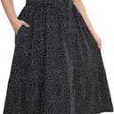 Celkuser Womens Plus Size Short Sleeve V Neck Summer Boho Casual A-Line Floral Midi Dress with Pockets, 4XL