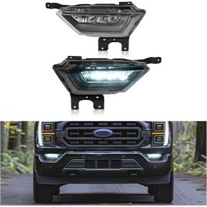 HECASA Pair LED Fog Light Assembly Compatible with 2021-2023 Ford F150 Replacement for FO2592259 FO2593259 19629200 19629100 Front Bumper Fog Lamp Clear Lens - Driver&Passenger Side