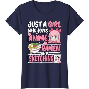 Just A Girl Who Loves Anime Ramen and Sketching Japan Women T-Shirt, Size XS