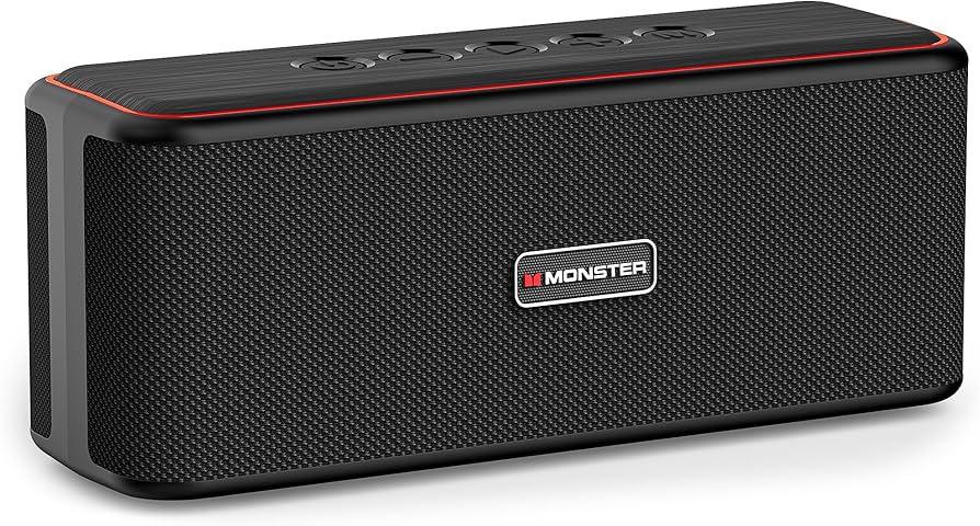Monster Shock Plus Portable Bluetooth Speaker, Bluetooth 6.0 Speaker, 30W Dual Speaker, Deep Bass, 15H Playtime, Support AUX/ TF Card, IPX6 Waterproof, TWS pairing for Outdoor/ Home/ Party/ Travel, Gift Ideas